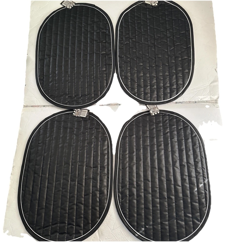 Black Oval Placemats White Trim Set Of 4 Gourmet Graphics Vintage Made In USA